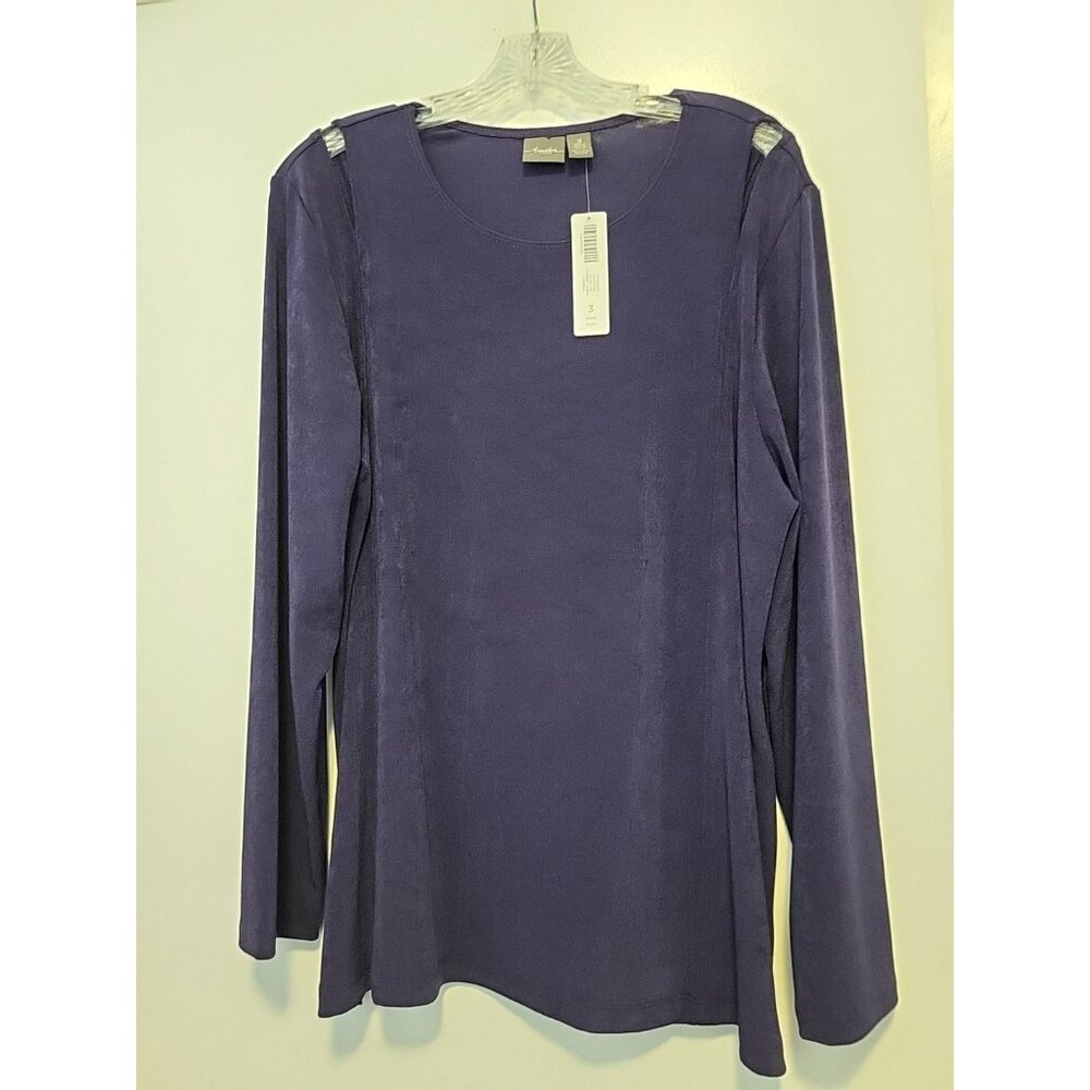Chico's 3 Travelers Cut Out Blouse and Jacket 2 Piece Plum Purple XL NWT - Picture 2 of 14